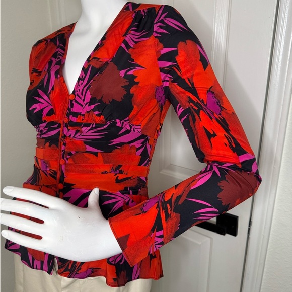 Floral Red and Pink Women's Top - Picture 4 of 16